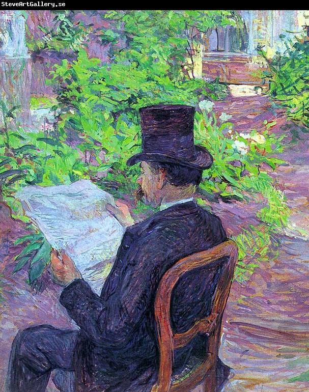  Henri  Toulouse-Lautrec Desire Dihau Reading a Newspaper in the Garden